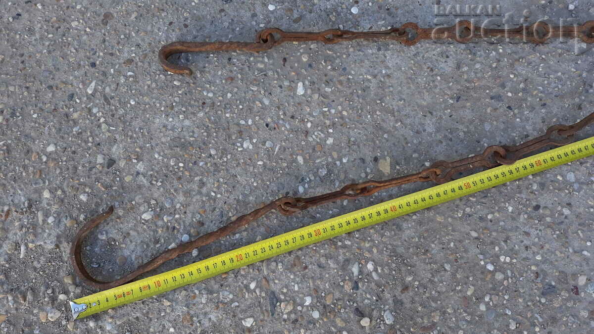 Old forged chain with hook, hearth for hearth chain hook with price 41.00 BGN | € 20.96 Old forged chain with hook, hearth for hearth chain hook with price 41.00 BGN | € 20.96