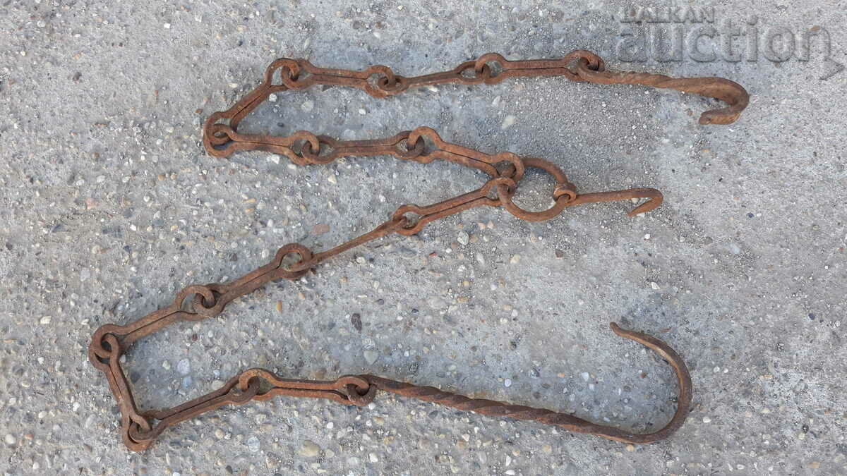 Delivery of Old forged chain with hook, hearth for hearth chain hook Delivery of Old forged chain with hook, hearth for hearth chain hook