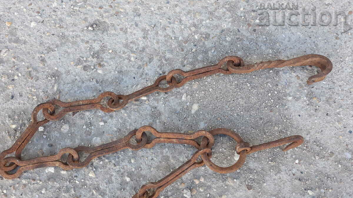 Old forged chain with hook, hearth for hearth chain hook - 6 Old forged chain with hook, hearth for hearth chain hook - 6