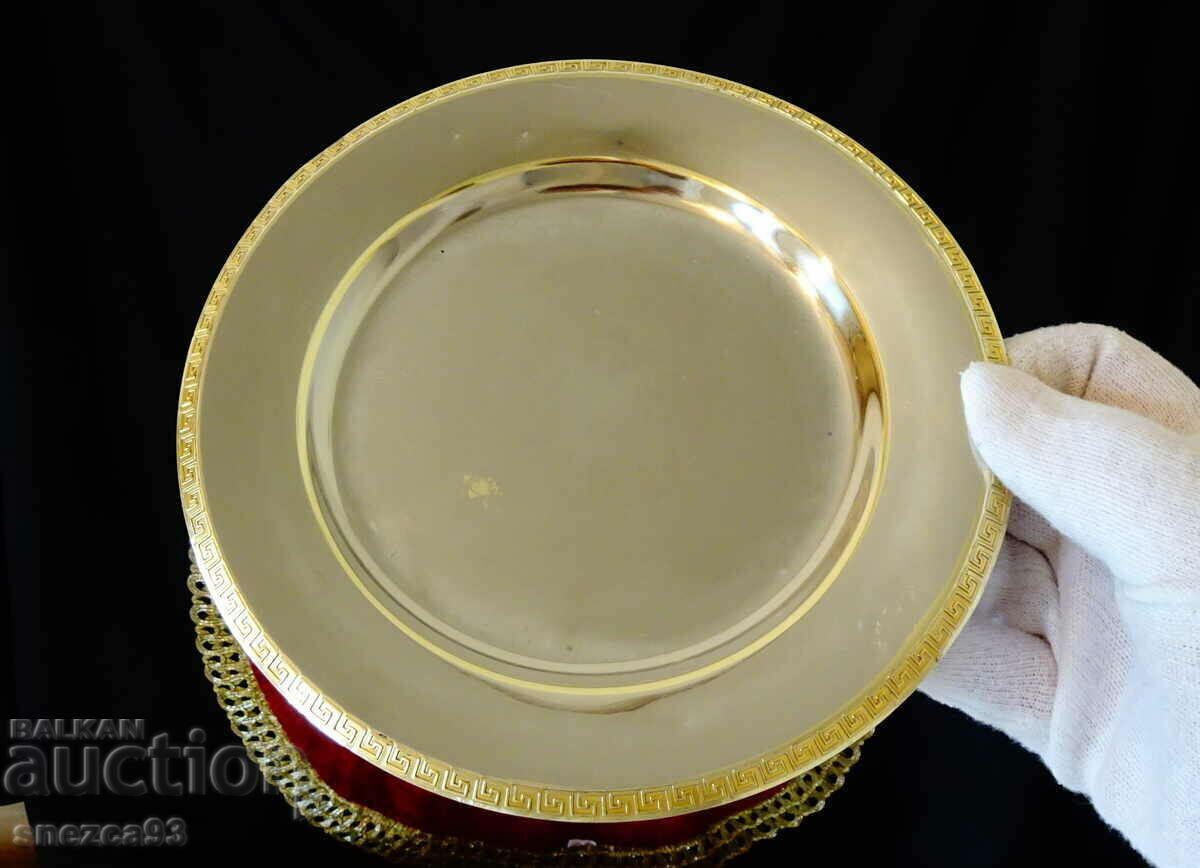 Silver-plated Versace plate, gilding.