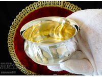 Silver-plated sugar bowl, bowl, brass, relief.