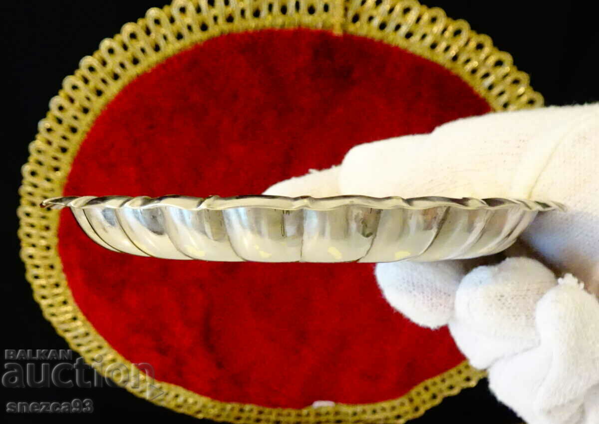Silver-plated plate, nut bowl, forged relief - 5