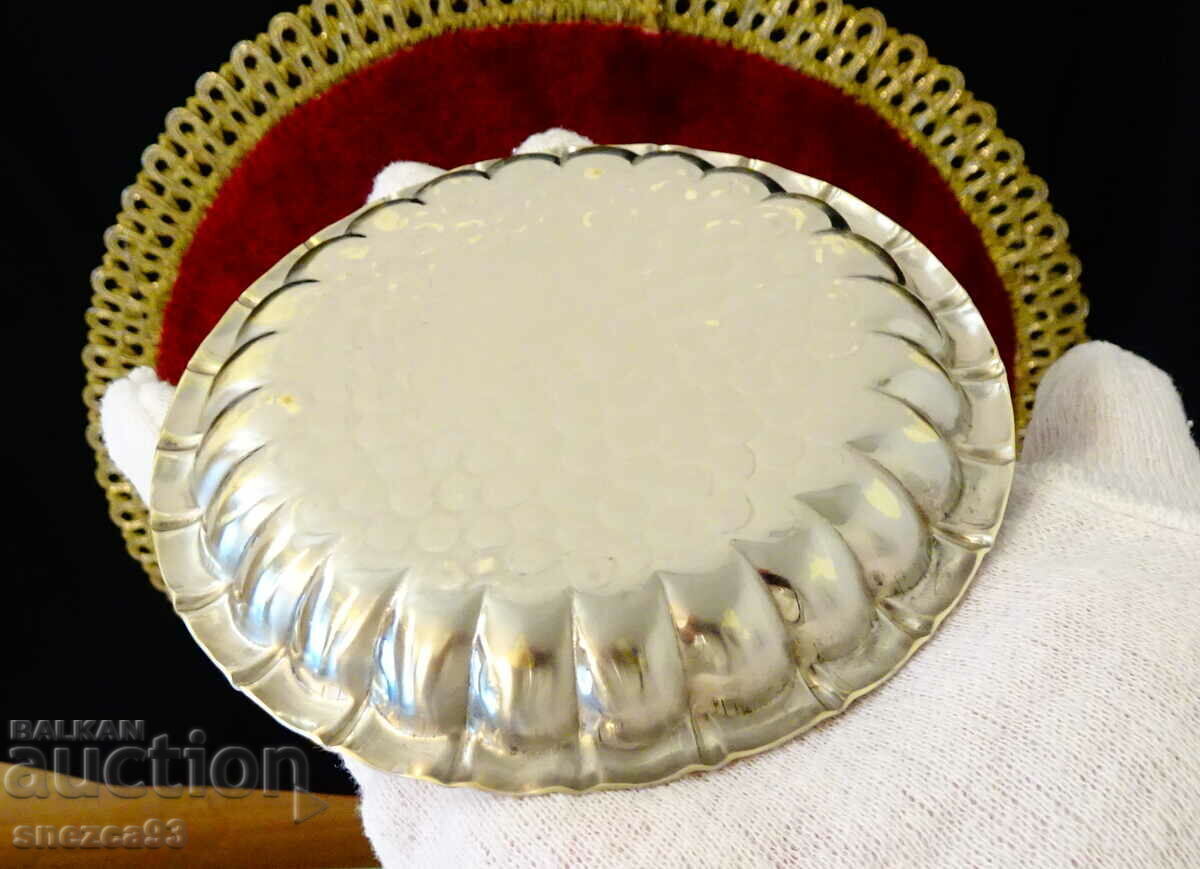 Silver-plated plate, nut bowl, forged relief - 6