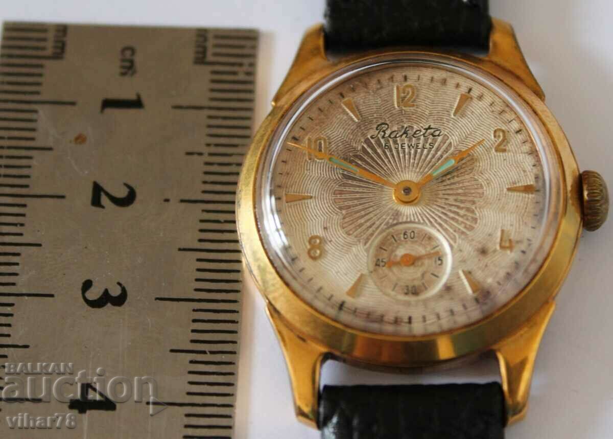 Auction GOLD PLATED 20 MICRON MEN'S ROCKET WATCH Auction GOLD PLATED 20 MICRON MEN'S ROCKET WATCH