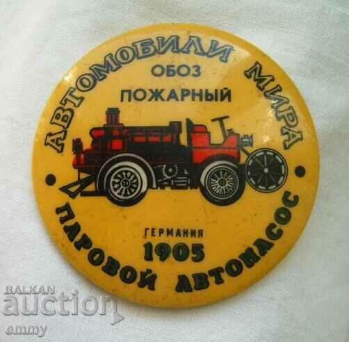 Fire brigade badge, 1905 fire truck