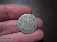 1875 год Германия 10 пфенинга буква- J
