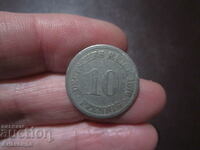1876 год Германия 10 пфенинга буква - A