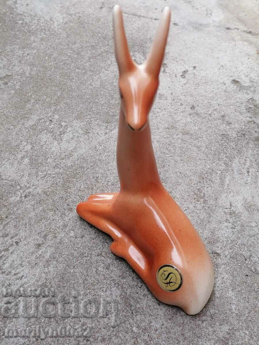 Porcelain figure, doe deer figurine with price 65.00 BGN | € 33.23 Porcelain figure, doe deer figurine with price 65.00 BGN | € 33.23