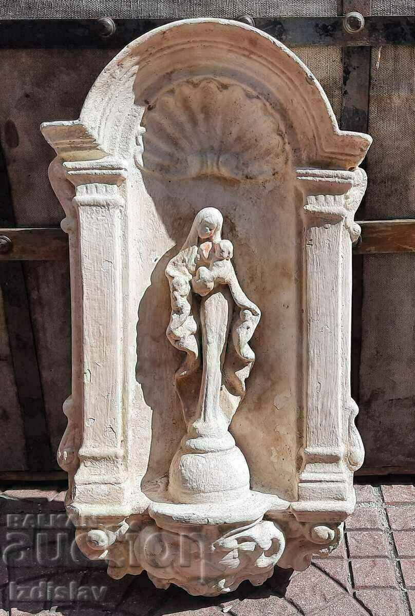 Massive plaster sculpture of the Weeping Madonna