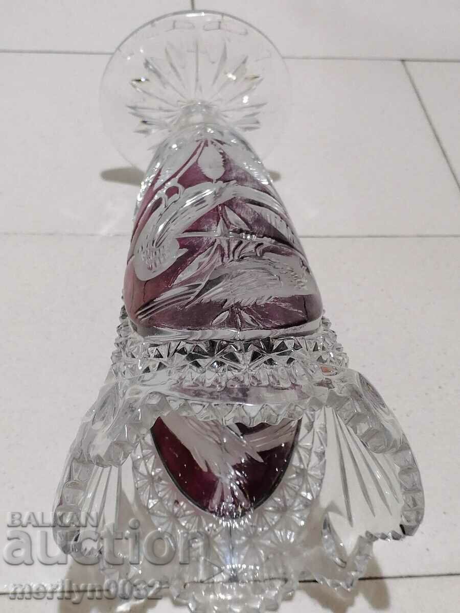 Аукцион Ваза бохемски КРИСТАЛ стъкло ЧССР, ГДР СССР 26.5 см височина Аукцион Ваза бохемски КРИСТАЛ стъкло ЧССР, ГДР СССР 26.5 см височина