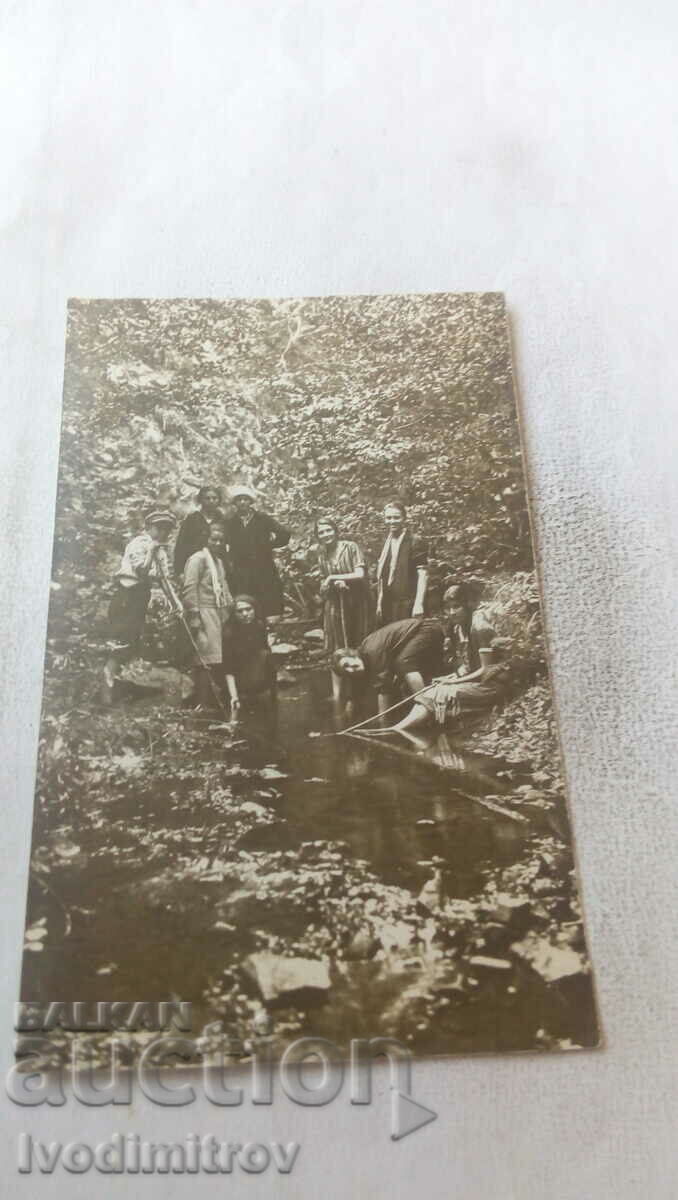 Photo Oborishte Young men and women on the stream 1927