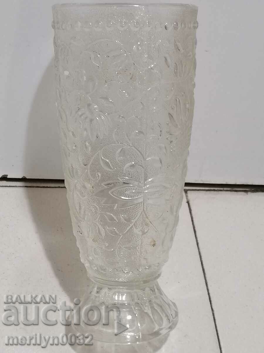 Παλιό βάζο ανάγλυφο γυαλί ύψους 25 cm - 6 Παλιό βάζο ανάγλυφο γυαλί ύψους 25 cm - 6