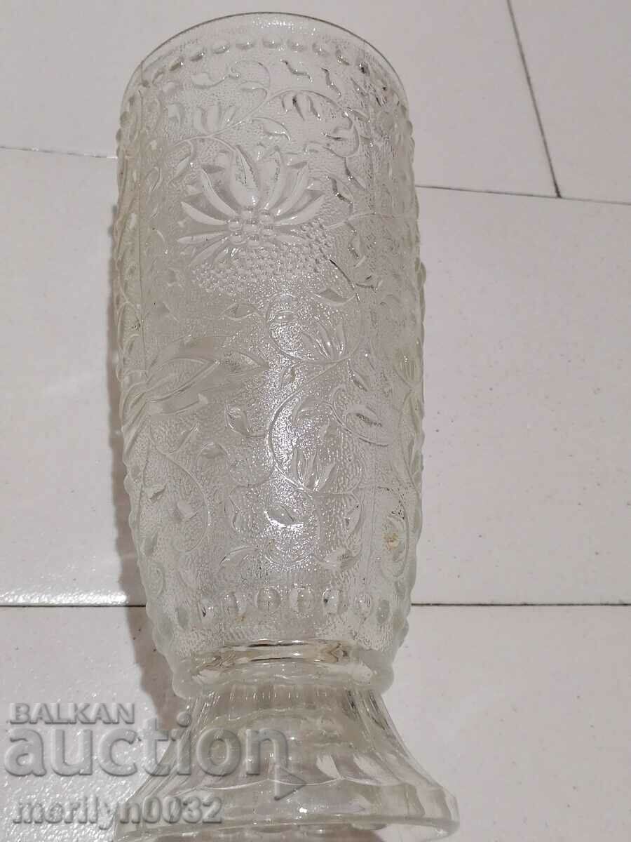 Стара ваза релефно стъкло  25 см височина