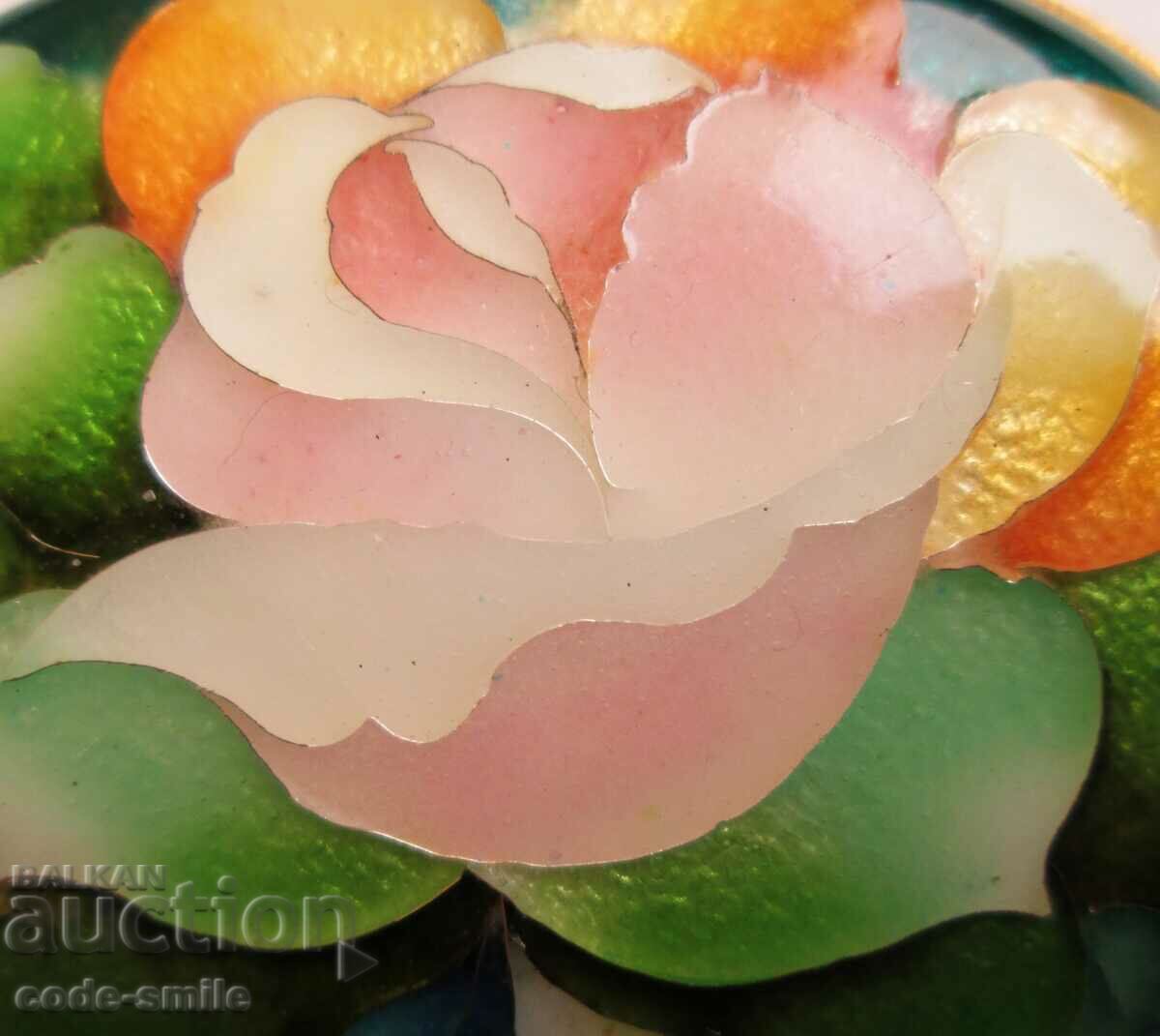 Delivery of Unique floral women's brooch with painted enamel and gilding Delivery of Unique floral women's brooch with painted enamel and gilding