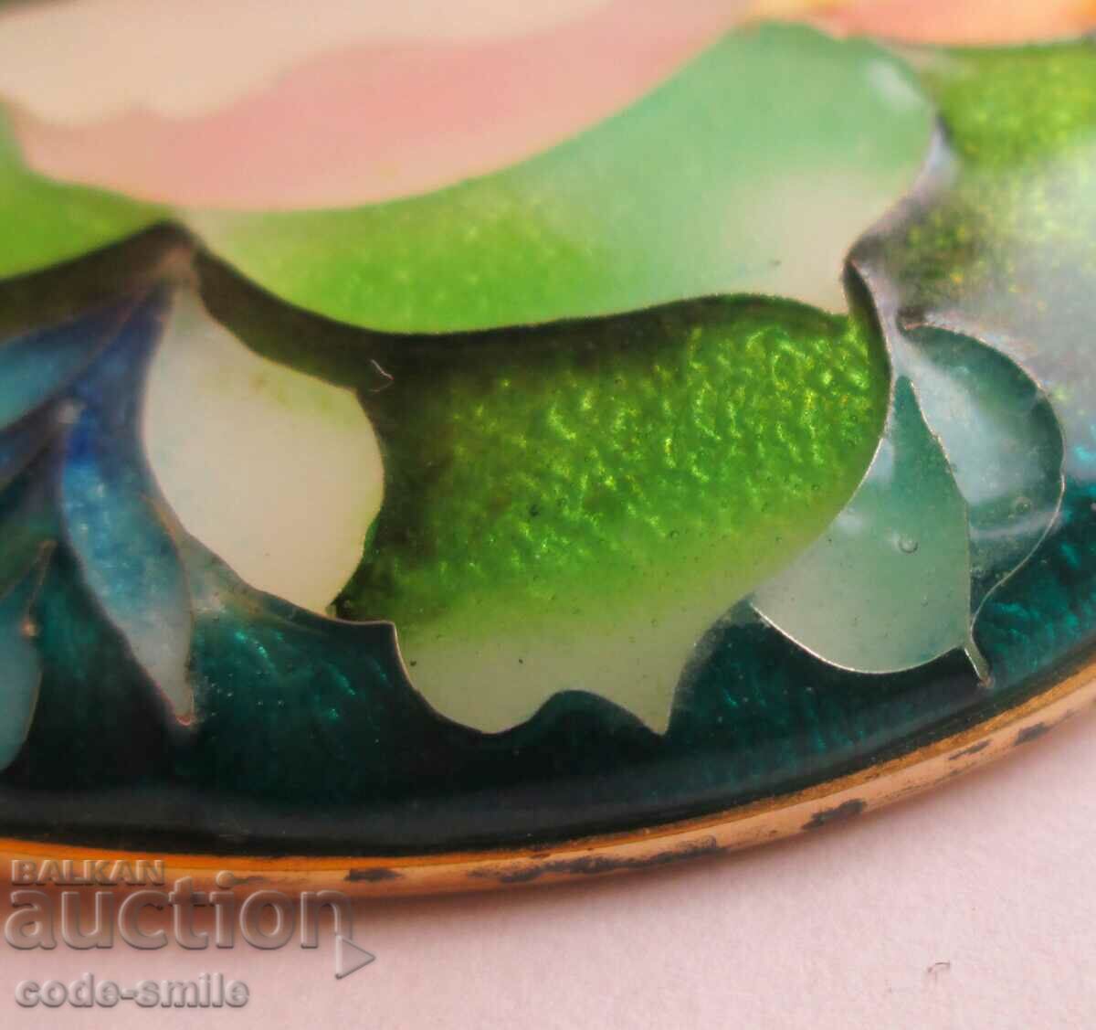 Unique floral women's brooch with painted enamel and gilding - 5 Unique floral women's brooch with painted enamel and gilding - 5