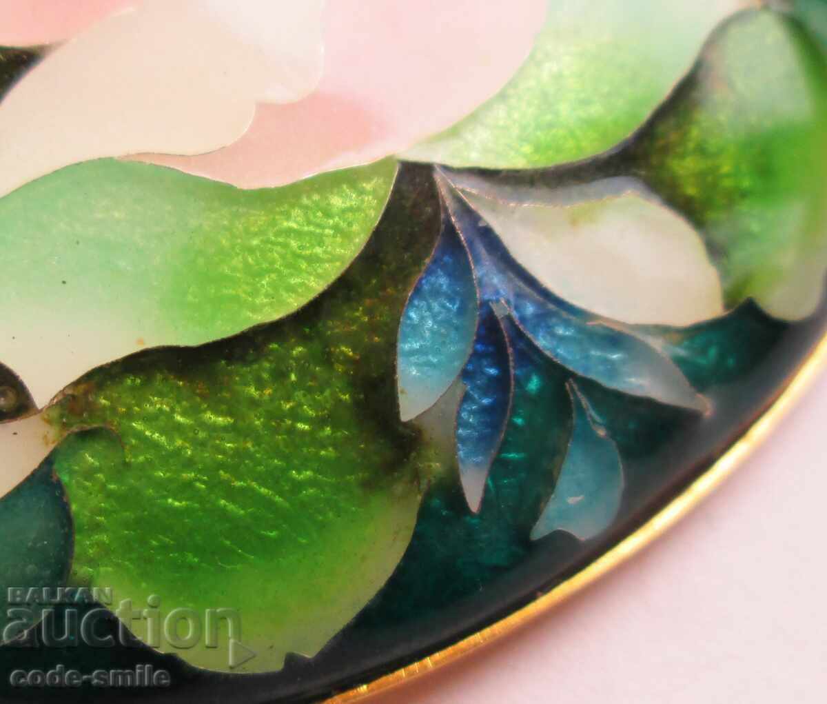 Unique floral women's brooch with painted enamel and gilding - 6 Unique floral women's brooch with painted enamel and gilding - 6