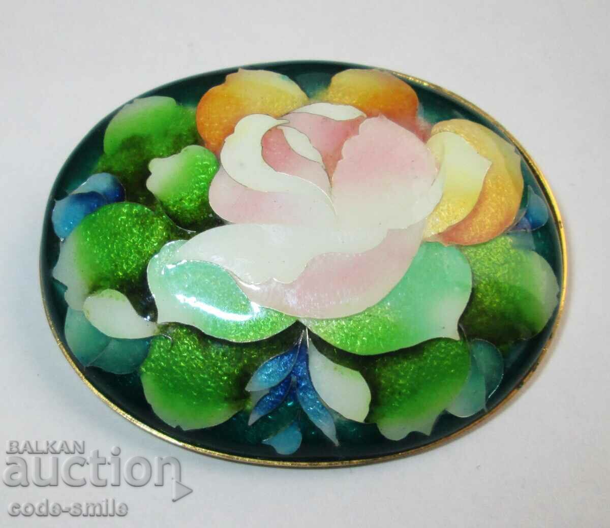 Unique floral women's brooch with painted enamel and gilding - 7 Unique floral women's brooch with painted enamel and gilding - 7