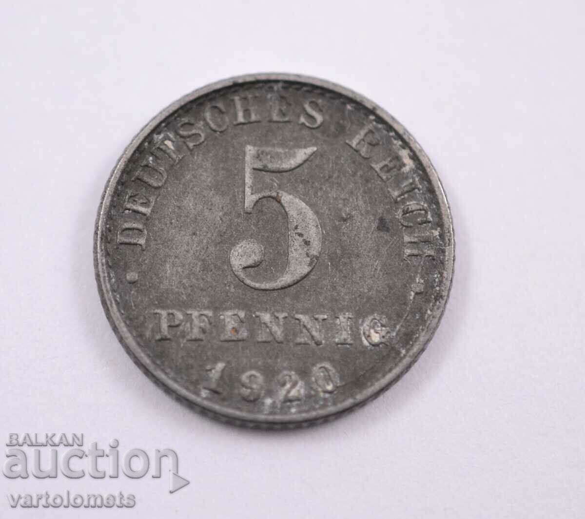 5 pfennig 1920, Γερμανία
