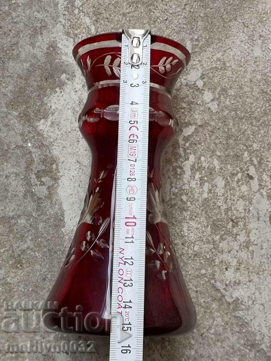 Bohemian crystal vase, glass Austria 15.5 cm high with price 115.00 BGN | € 58.80 Bohemian crystal vase, glass Austria 15.5 cm high with price 115.00 BGN | € 58.80
