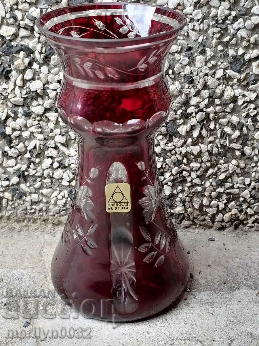 Bohemian crystal vase, glass Austria 15.5 cm high