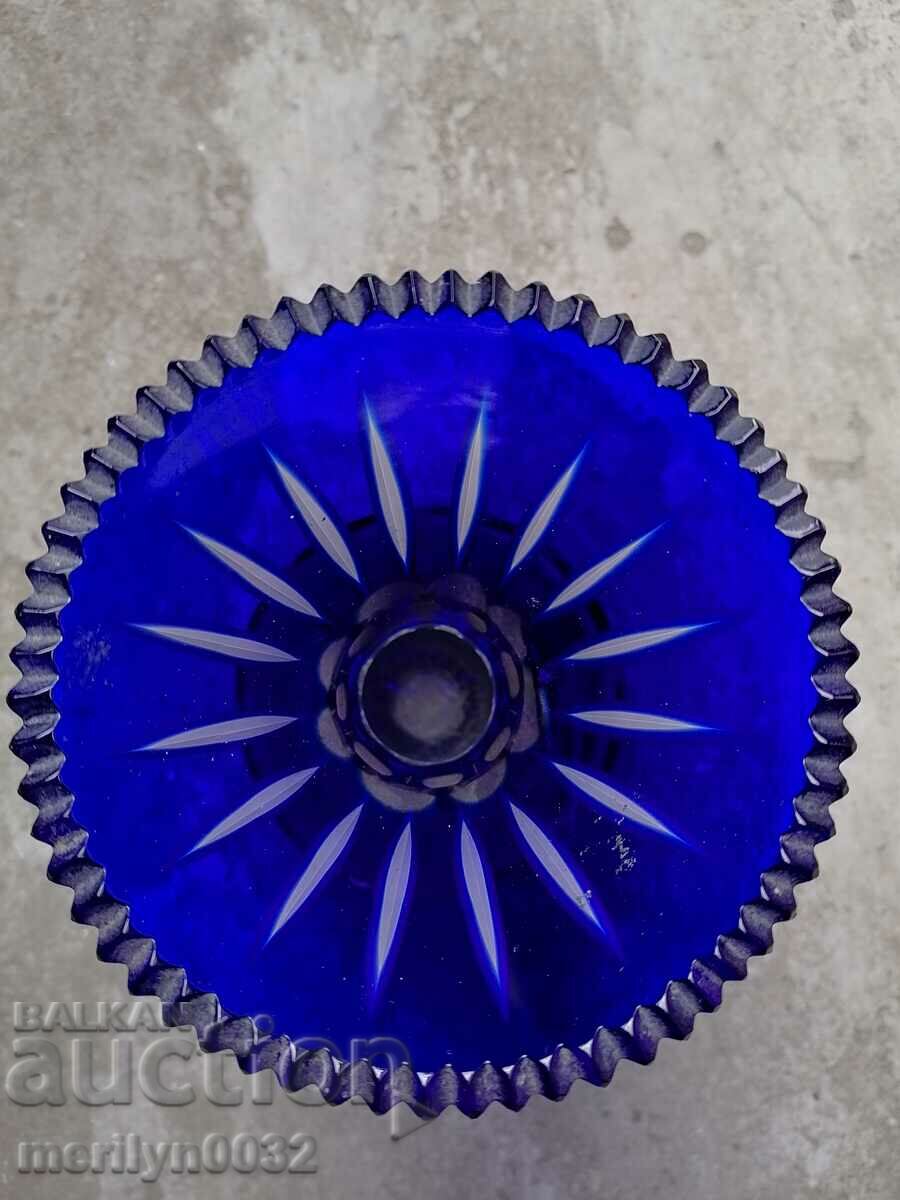 Vase bohemian crystal blue glass cobalt 21.5 cm high with price 89.00 BGN | € 45.50