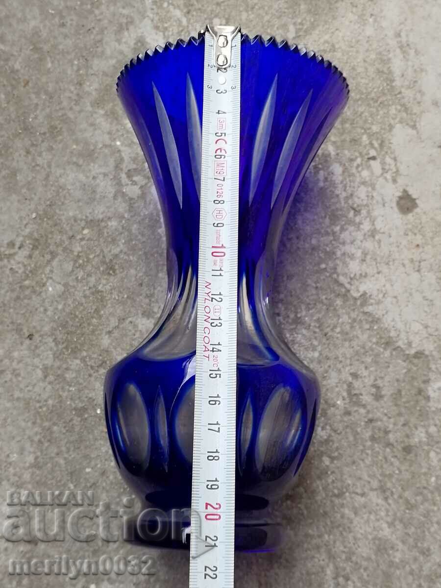 Delivery of Vase bohemian crystal blue glass cobalt 21.5 cm high