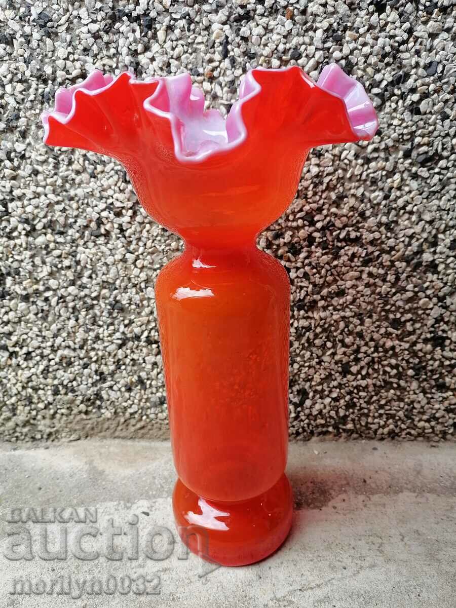 Old glass vase with cape hole Poland 30 cm high with price 93.00 BGN | € 47.55