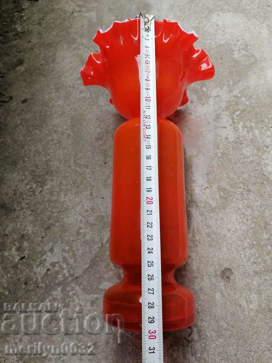 Auction  Old glass vase with cape hole Poland 30 cm high