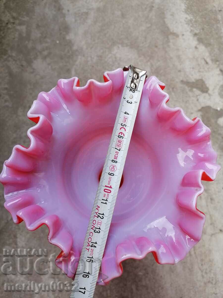 Delivery of Old glass vase with cape hole Poland 30 cm high