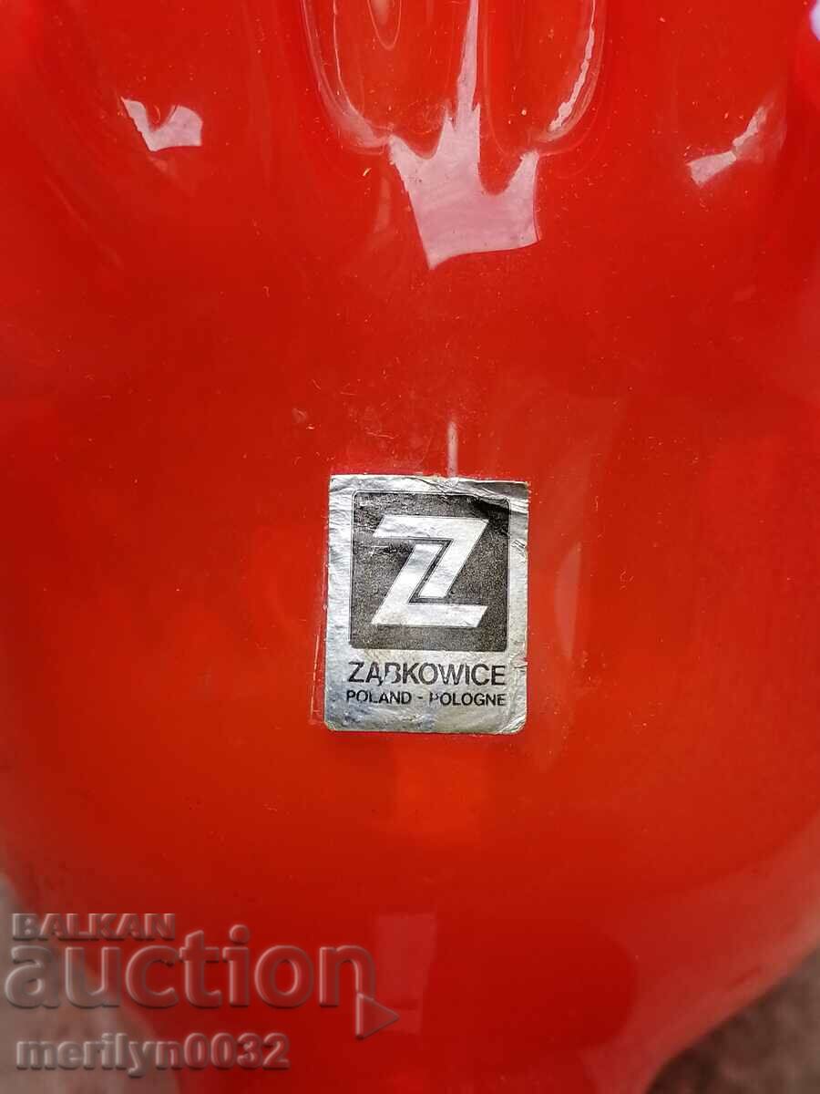 Old glass vase with cape hole Poland 30 cm high - 5