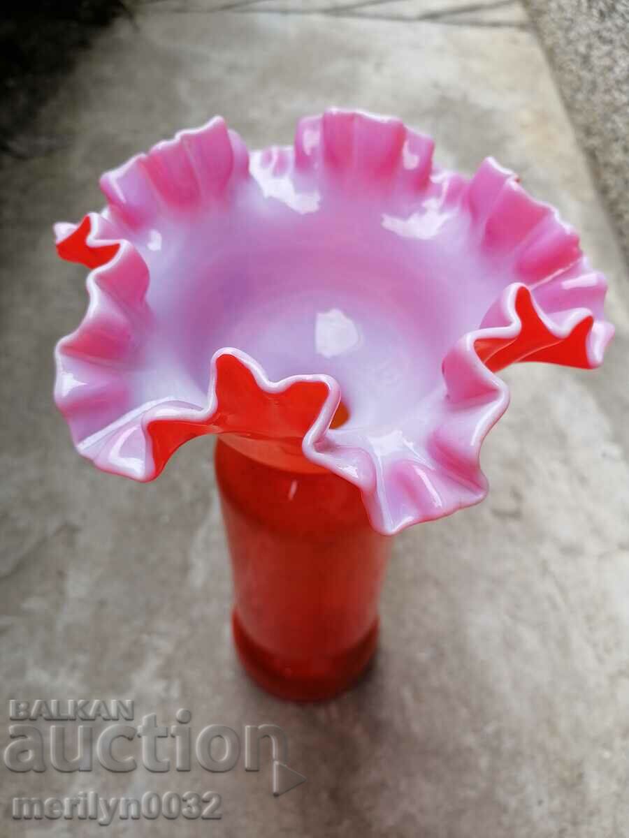 Old glass vase with cape hole Poland 30 cm high - 6