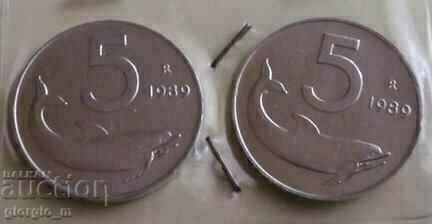 Italia 5 lire 1989 - RAR