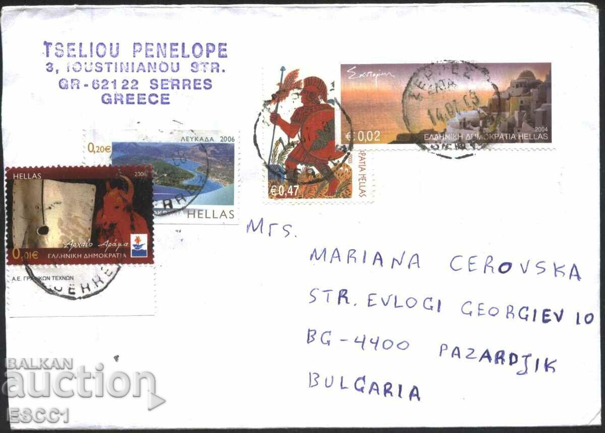 Traveled envelope stamps Iagledi 2004 2006 Mythology from Greece