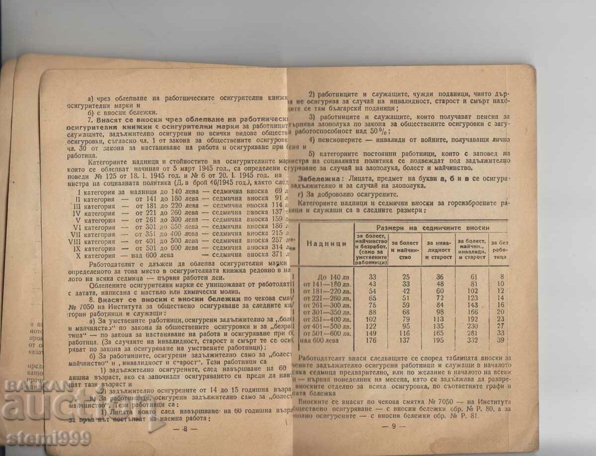 Παλιό έγγραφο Ασφαλιστικό βιβλίο με τιμή 9.80 BGN | € 5.01