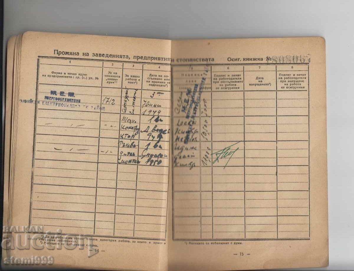 Δημοπρασία Παλιό έγγραφο Ασφαλιστικό βιβλίο