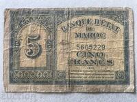 Maroc 5 franci 1943 colonie franceză război mondial