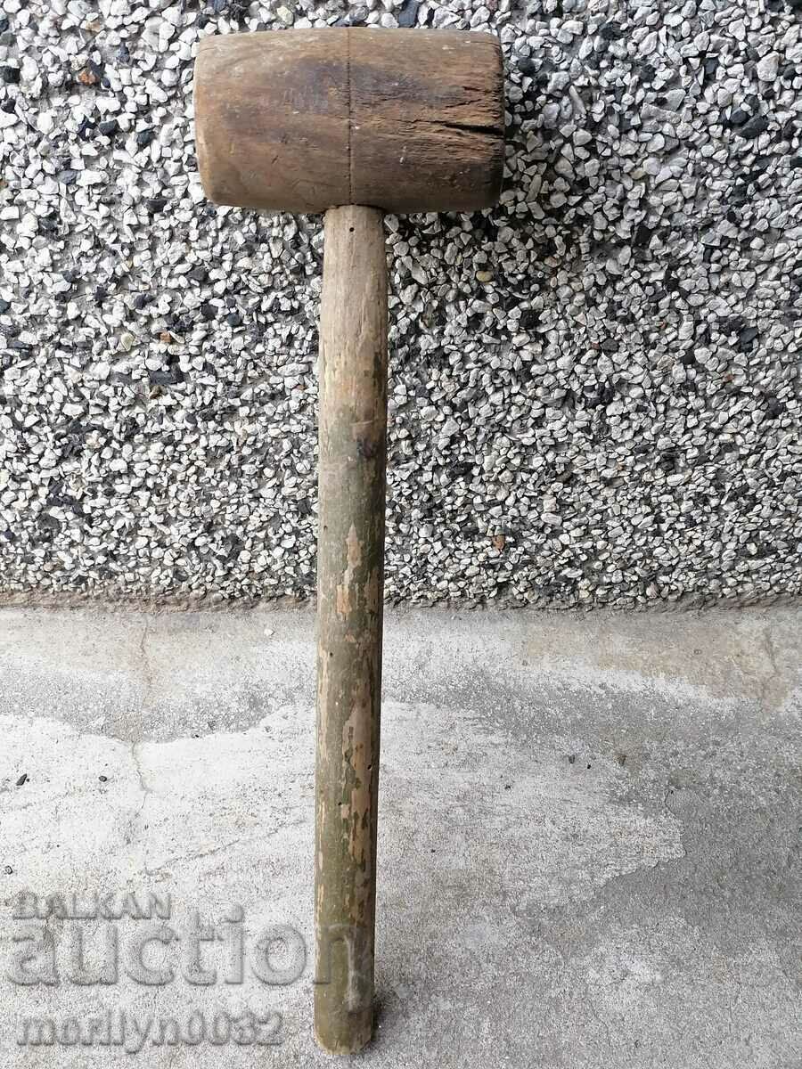 Old big wooden hammer, tool, wooden