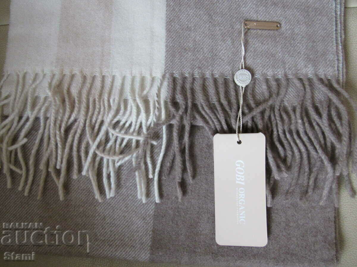 Auction Fine scarf 100% cashmere, striped, organic cashmere, Mongolia Auction Fine scarf 100% cashmere, striped, organic cashmere, Mongolia