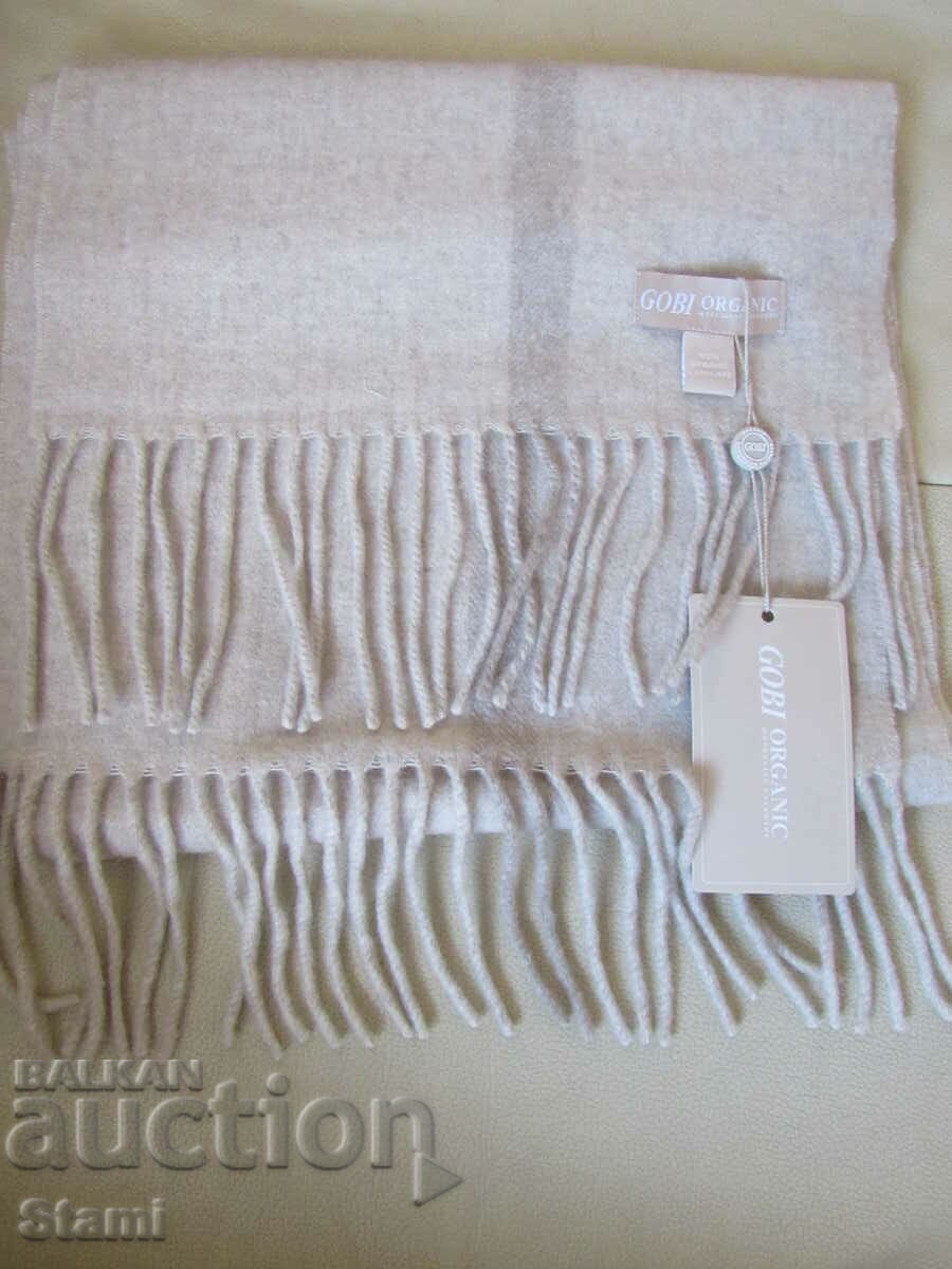 Auction  Fine scarf 100% cashmere, striped, organic cashmere, Mongolia