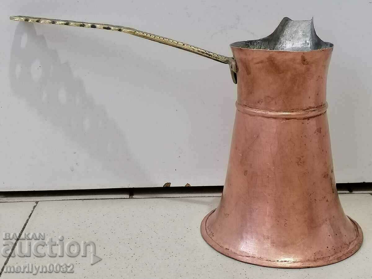 Old tinned copper cezve, coffee pot, copper, copper vessel with price 89.50 BGN | € 45.76 Old tinned copper cezve, coffee pot, copper, copper vessel with price 89.50 BGN | € 45.76