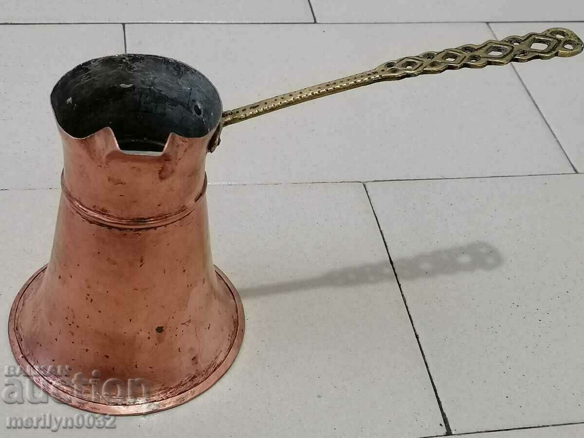 Old tinned copper cezve, coffee pot, copper, copper vessel Old tinned copper cezve, coffee pot, copper, copper vessel
