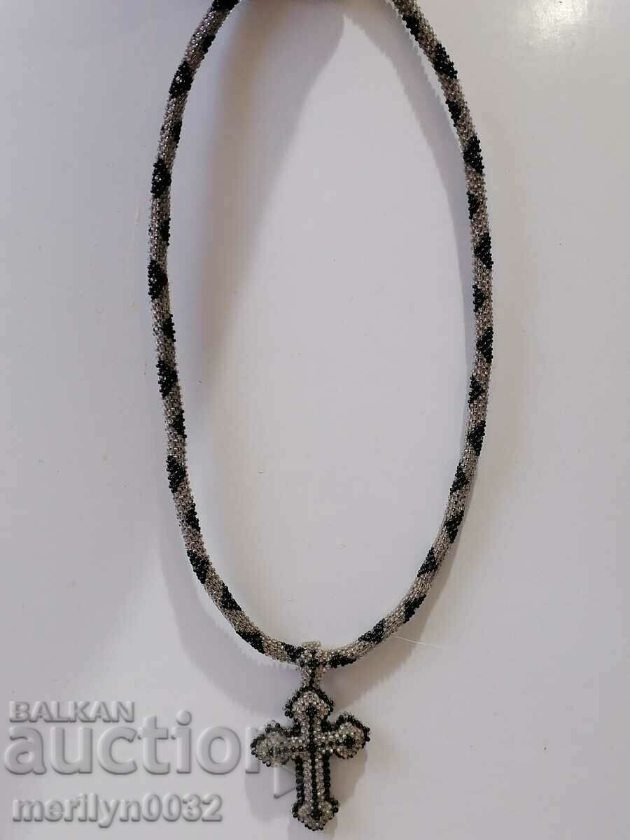 Beaded cross and necklace of chaise costume jewelry jewelry blue with price 129.00 BGN | € 65.96 Beaded cross and necklace of chaise costume jewelry jewelry blue with price 129.00 BGN | € 65.96