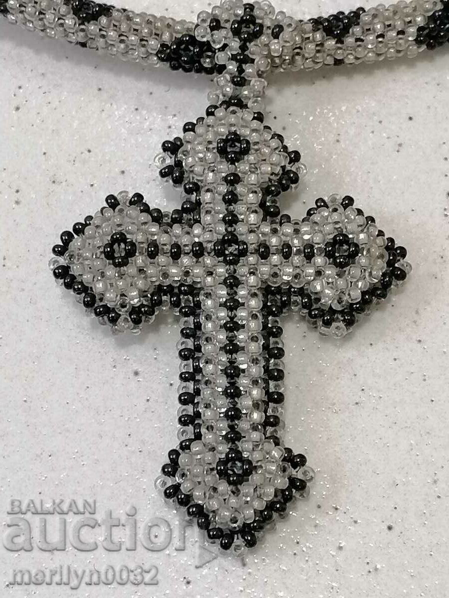Auction Beaded cross and necklace of chaise costume jewelry jewelry blue Auction Beaded cross and necklace of chaise costume jewelry jewelry blue