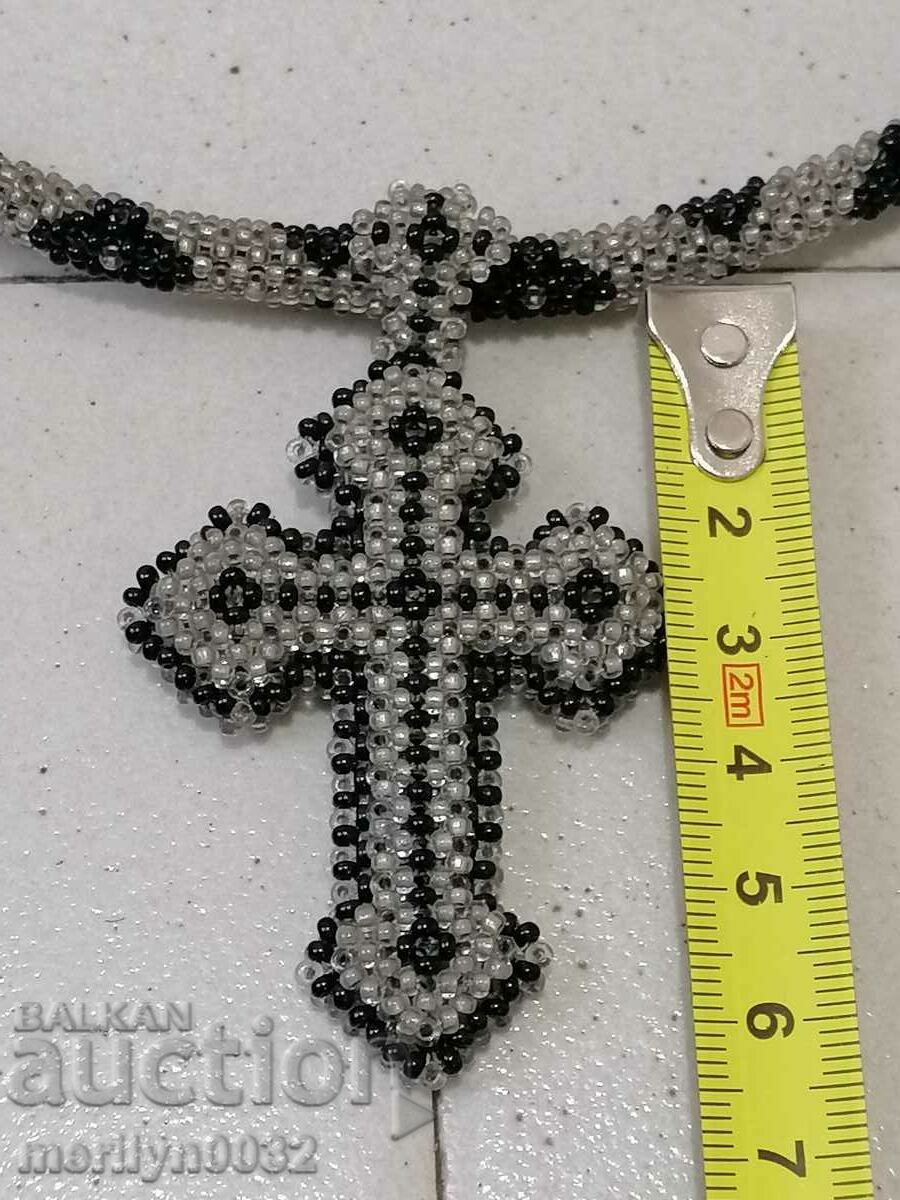 Beaded cross and necklace of chaise costume jewelry jewelry blue - 6 Beaded cross and necklace of chaise costume jewelry jewelry blue - 6