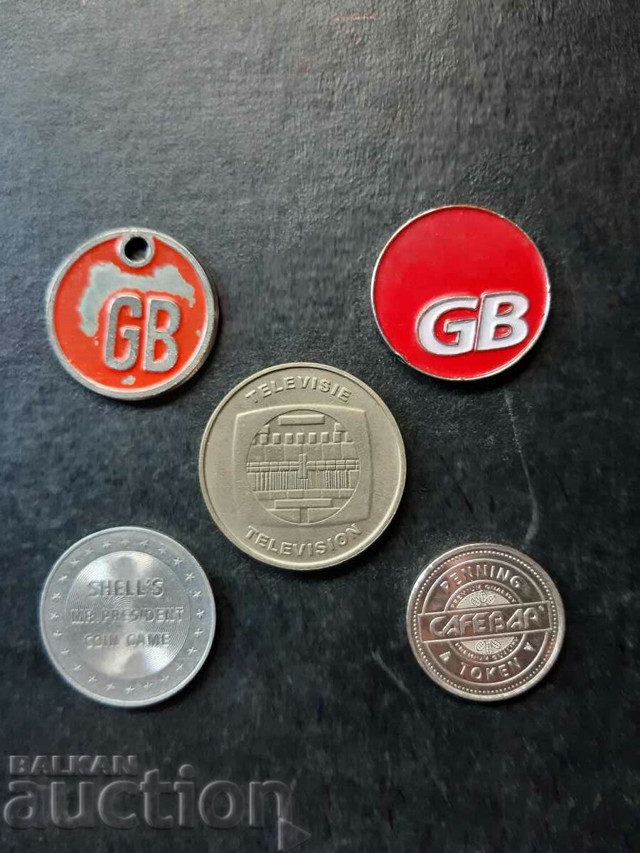 LOT OF TOKENS - 5 PIECES