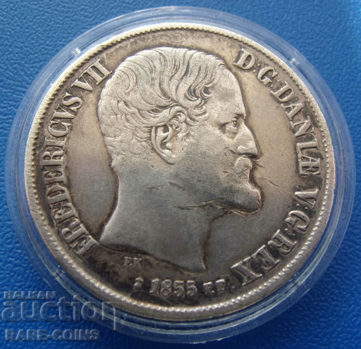 Дания  1  Ригсдалер  1855  Very Rare Оригинал с цена € 107.37 | 210.00 лв.