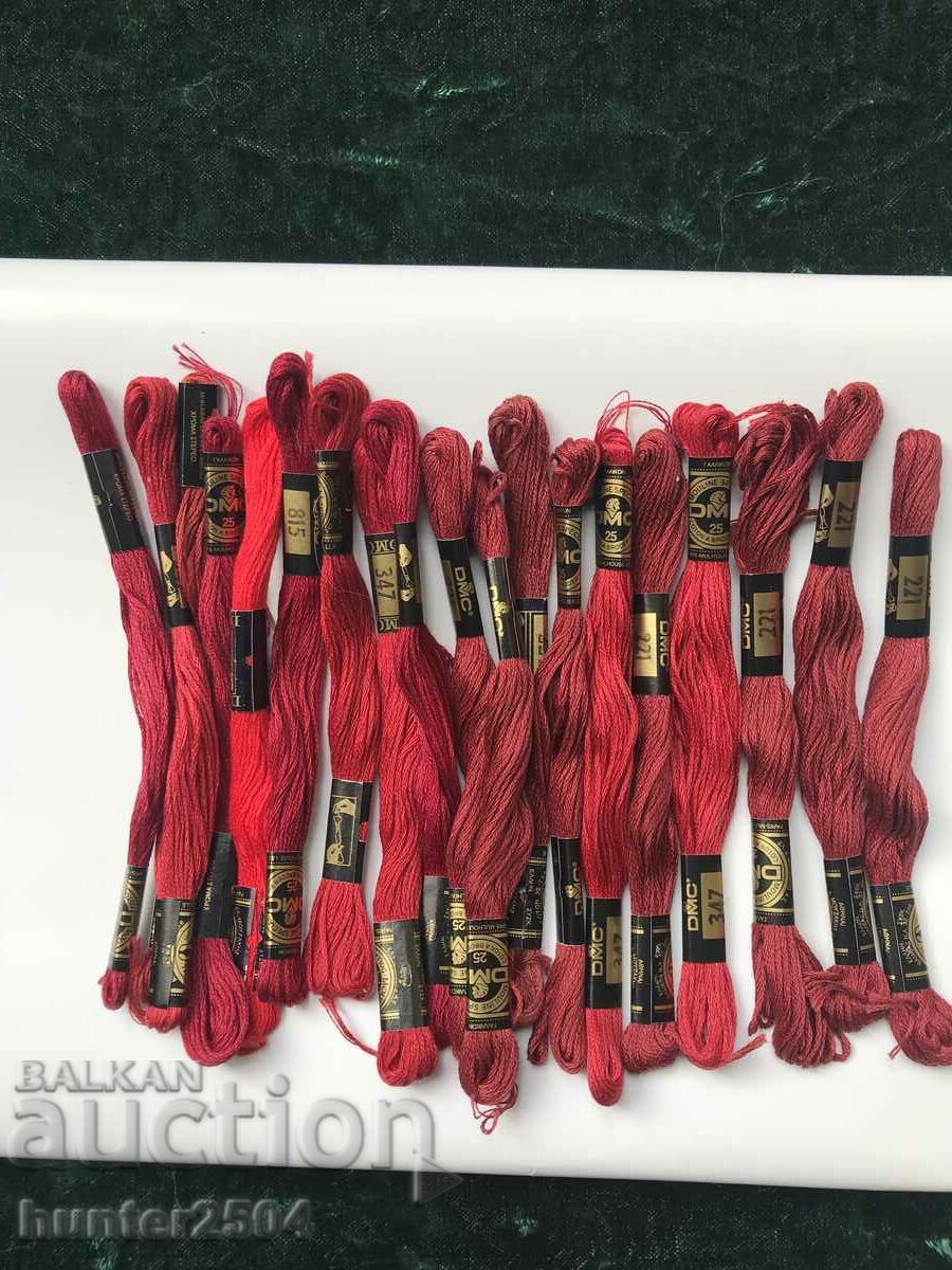 DMS threads for embroidery 19 pcs., Red