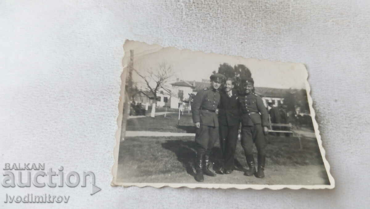 Sofia Two officers and a civilian in the yard of the railway. in 1937