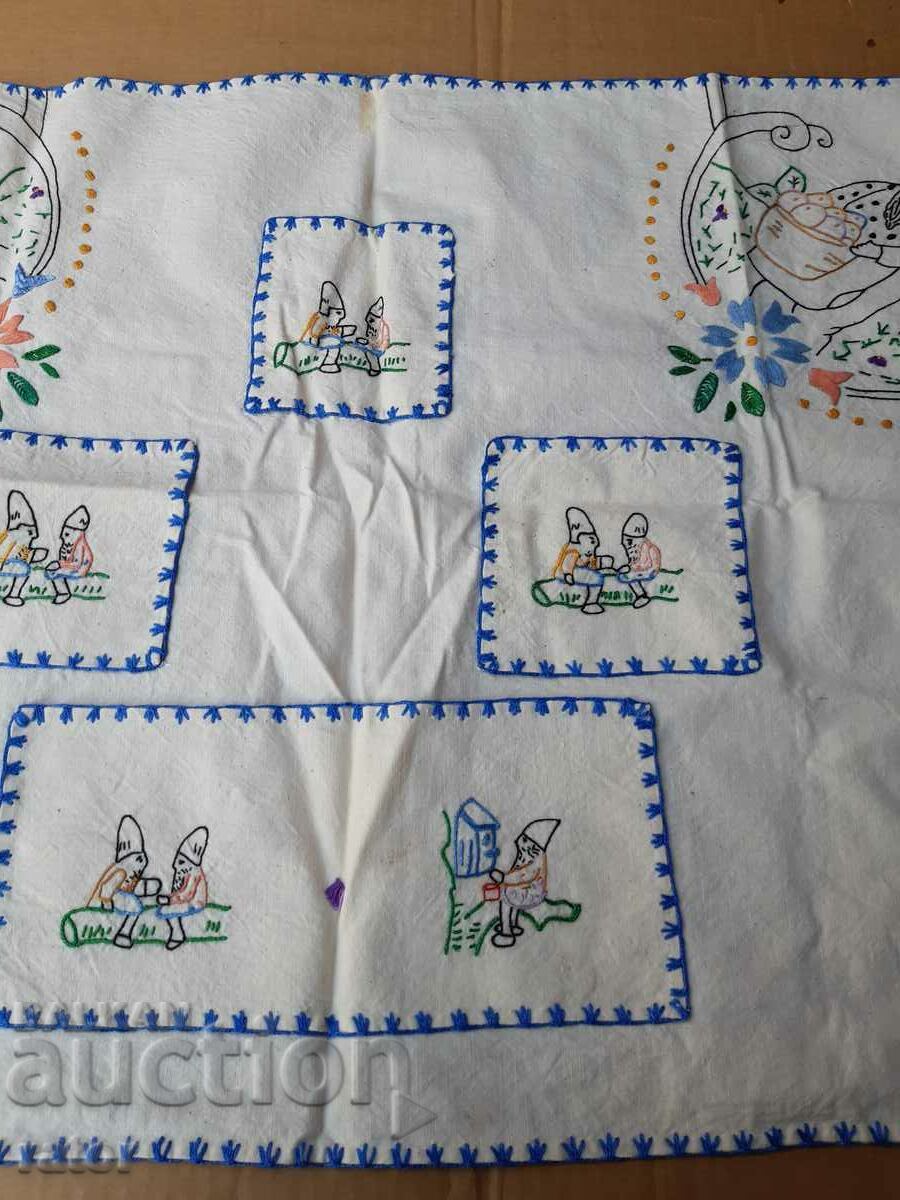 Auction  Hand embroidered old carpet. Hand stitched