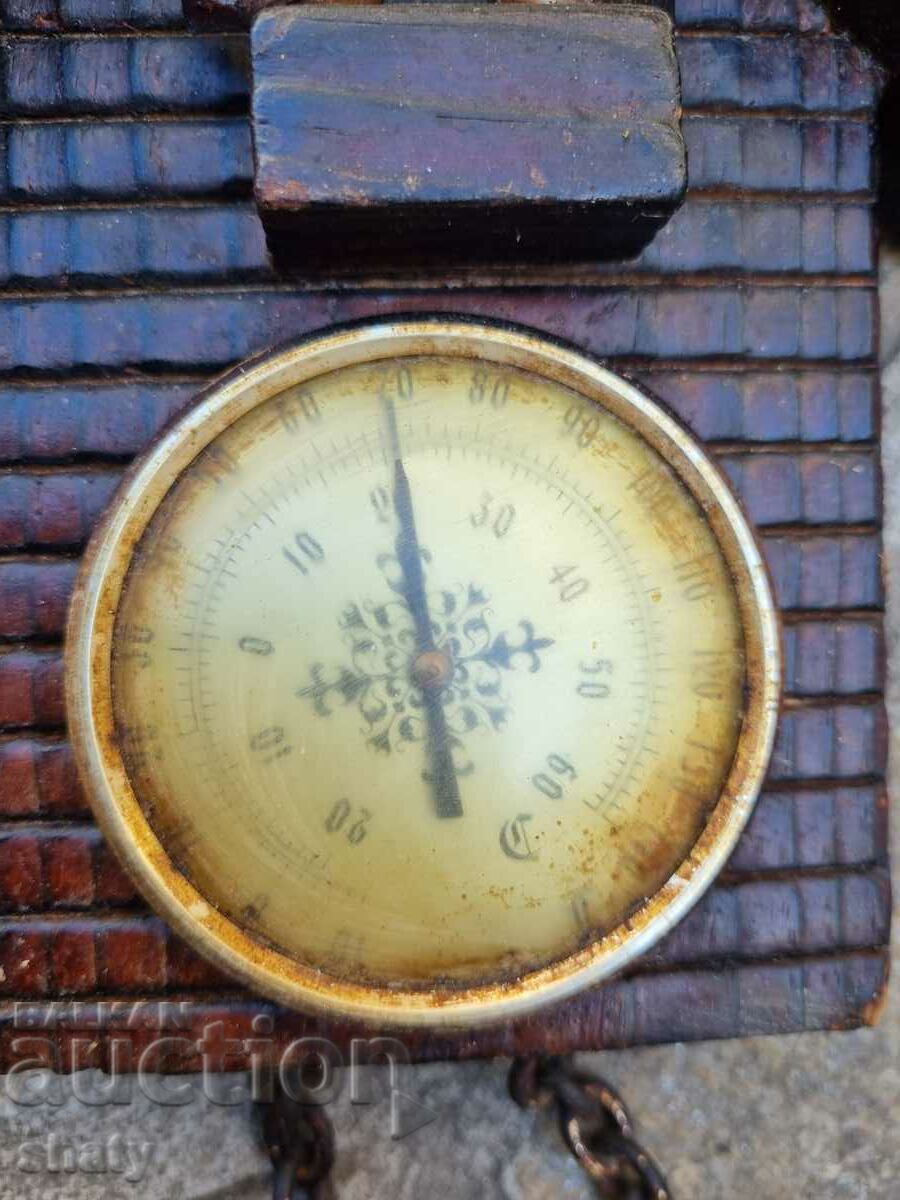 Auction Old wooden thermometer Auction Old wooden thermometer